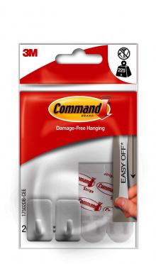 Samolep�c� h��ky 3M COMMAND, st�edn�, b�l�, 2 ks