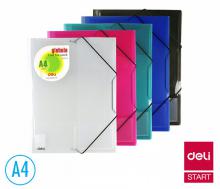 Desky - mapa 253 DELI A4, s gumi�kou, s p�ihr�dkou na vizitku, mix barev