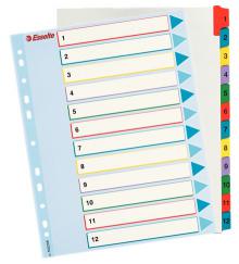 Roz�a�ova� Esselte A4 Maxi, 1 - 12, mix barev, 12 list�