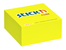 Samolepic� blo�ek kostka Stick'n�by�Hopax, 76�x�76 mm, neon �lut�, 400�l�stk�