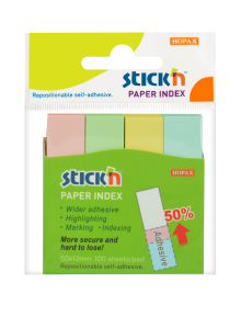 Samolepic� pap�rov� z�lo�ky Stick'n by Hopax, 50 x 12 mm, pastel mix, 4 x 100 l�stk�