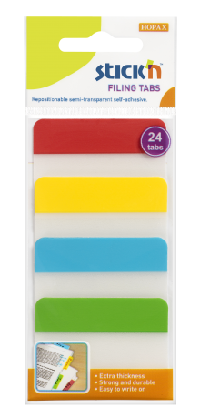Samolepic� plastov� z�lo�ky Stick'n by Hopax EXTRA PEVN�, 38 x 51 mm, mix barev, 4 x 6 z�lo�ek