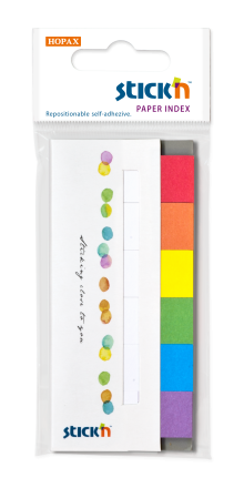 Samolepic� pap�rov� z�lo�ky Stick'n by Hopax, 45 x 15 mm, duhov� barvy, 6 x 30 l�stk�
