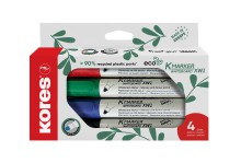 Popisova� na b�l� tabule K-marker Kores Eco, 3 mm, sada 4 barvy