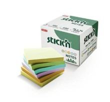 Samolepic� blo�ek Stick'n by Hopax FSC, 76x76mm, mix pastelov�ch barev, 6 x 100 l�stk�
