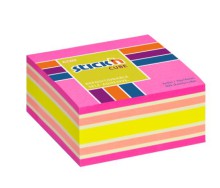Samolepic� blo�ek kostka Stick'n by Hopax, 76 x 76 mm, neon r��ov� mix, 400 l�stk�