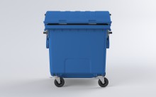 Kontejner na tdn odpad s kulatm vkem 1100 l, plastov, modr