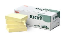 Samolepic� blo�ek Stick'n by Hopax FSC, 38 x 51 mm, pastel �lut�, 12 x 100 l�stk�