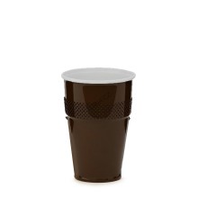 Kel�mek na k�vu, plastov�, hn�do-b�l�, pr�m�r 70 mm, 0,18 l, 100 ks