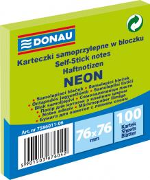 BLO�EK SAMOLEP�C� DONAU 76 x 76 mm, 100 list�, neonov� zelen�