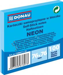 BLO�EK SAMOLEP�C� DONAU 76 x 76 mm, 100 list�, neonov� modr�