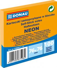BLO�EK SAMOLEP�C� DONAU 76 x 76 mm, 100 list�, neonov� oran�ov�